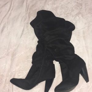 Black thigh high boots